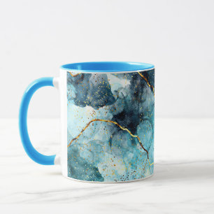 Mug Marbre pailleté bleu et or