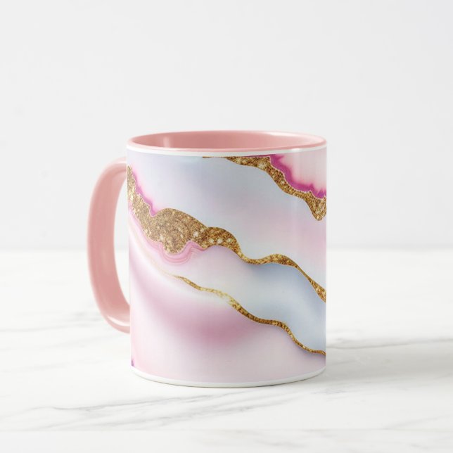 Mug Marbre rose clair Agate Collection tendance (Devant gauche)