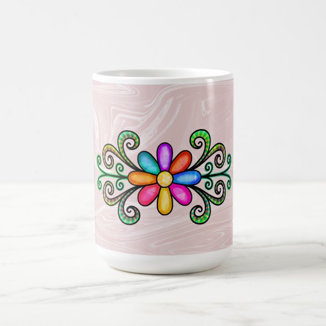 Mug Marbre rose faux et gribouillis (Centre)