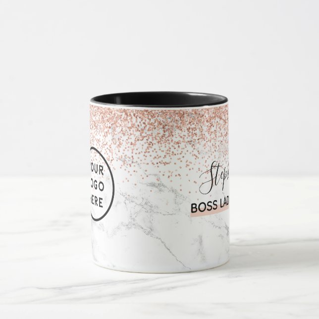 Mug Marbre Rose Gold Parties scintillant Logo Votre no (Centre)