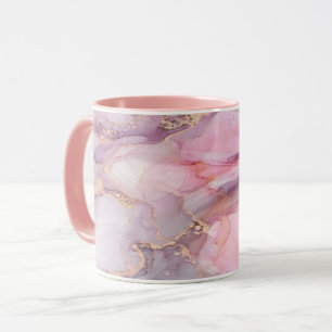 Mug marbre rose mignon gris élégant