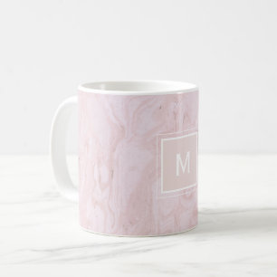 Mug Marbre rose moderne Monogramme personnalisé