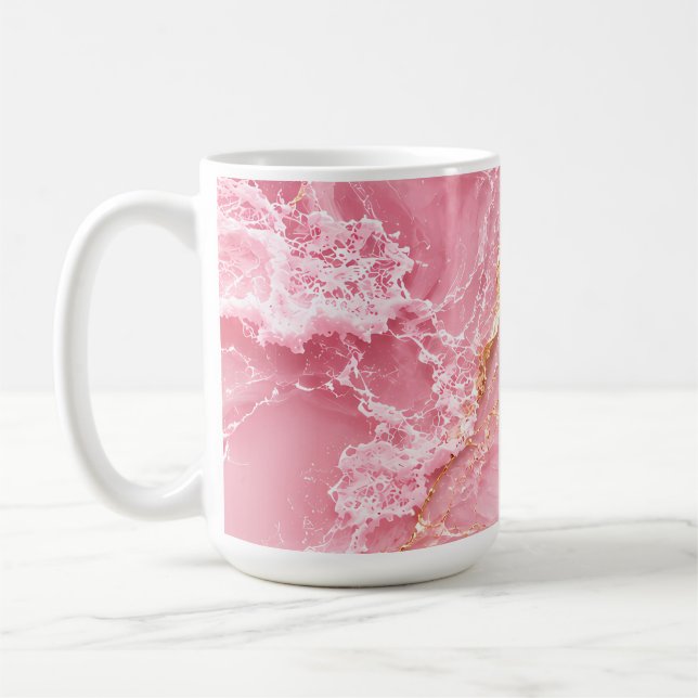 Mug Marbre Rose Océan Luxueux avec Veines Dorées (Gauche)