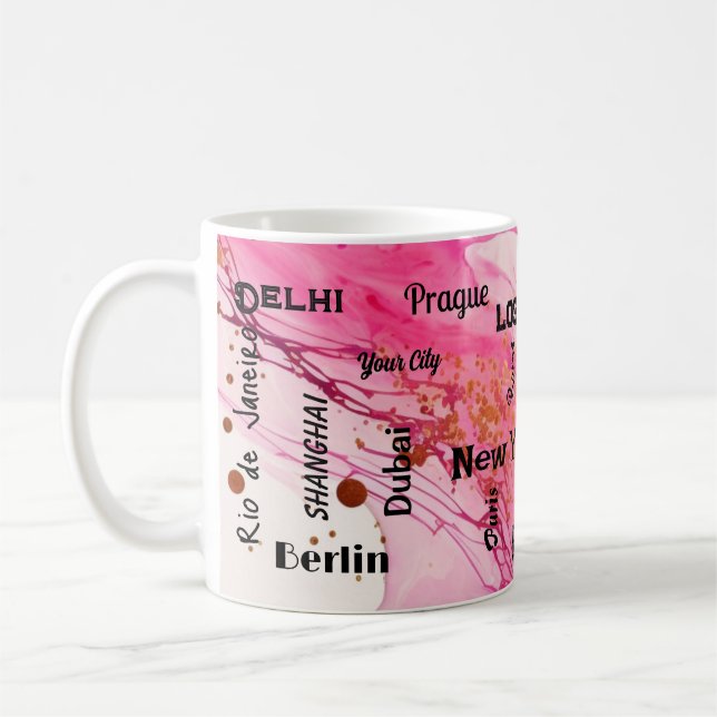 Mug marbre rose roux tourbillon Mega ville (Gauche)