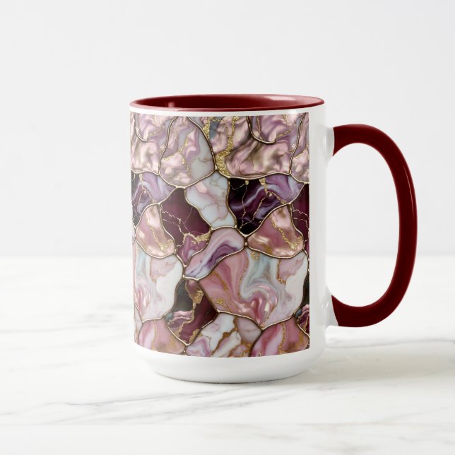 Mug Marbre Rose Veine Dorée Tasse de Café Luxe (Droite)