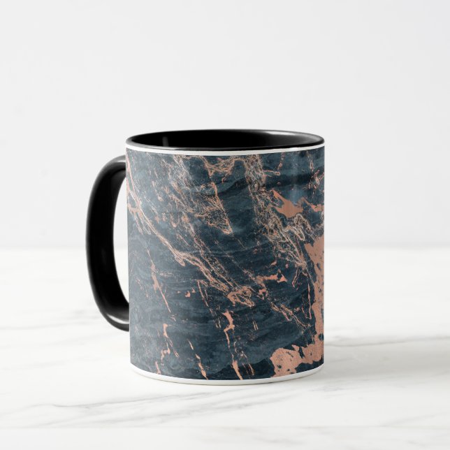Mug Marbre Rustique Bleu Brumeux et Rose Gold Rose Gla (Devant gauche)