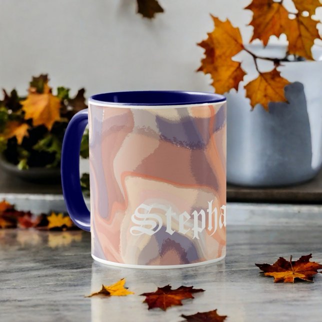 Mug Marbre script chute terre acotta violet moderne (Créateur téléchargé)