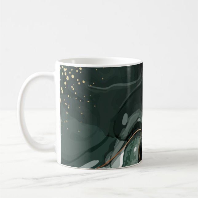 Mug marbre turquoise or vert moderne chic (Gauche)