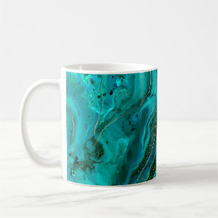 Mug Marbre vert & Or : Texture luxueuse