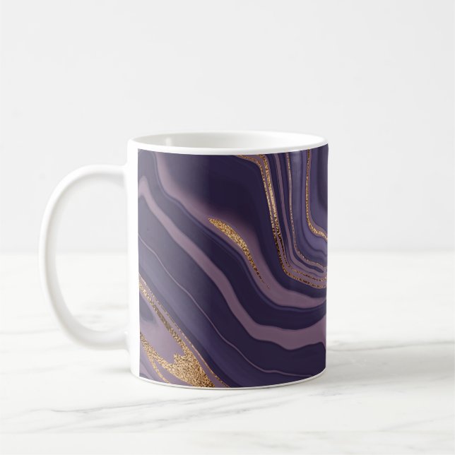 Mug marbre violet Abstrait avec or (Gauche)