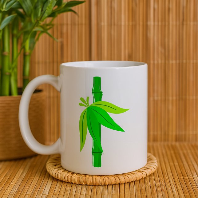 Mug Marche en bambou vert avec Feuilles tropicaux (Créateur téléchargé)