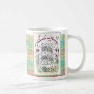 Mug Marchent avec moi la maman, poème, Calligraphied