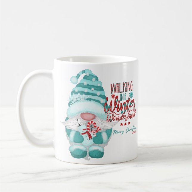 Mug MARCHER DANS UN HIVER WONDERLAND gnome noël (Gauche)