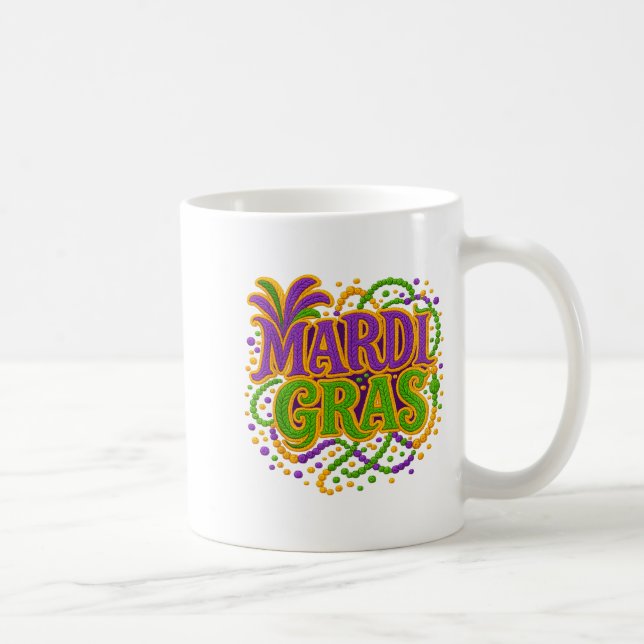 Mug Mardi Gras Carnaval Fat Tuesday Latch Crochet Lain (Droite)
