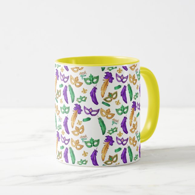 Mug Mardi Gras coloré à motifs  (Devant droit)