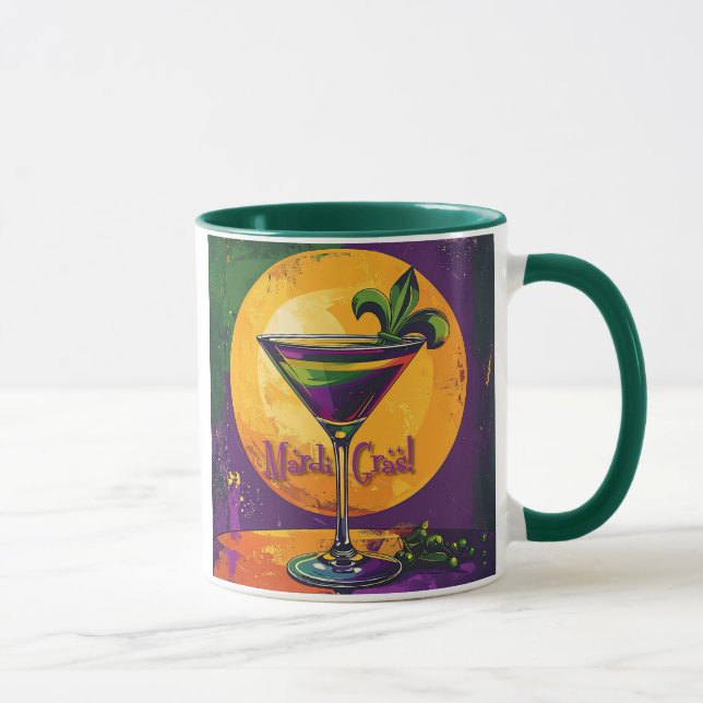 Mug Mardi Gras de milieu de siècle Martini Fleur De Li (Droite)