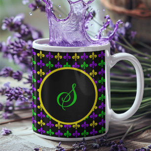 Mug Mardi Gras Fleur de Lis Motif Monogramme personnal