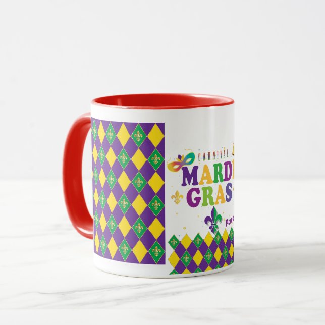 Mug Mardi Gras Fleur de Lis Rhombus (Devant gauche)