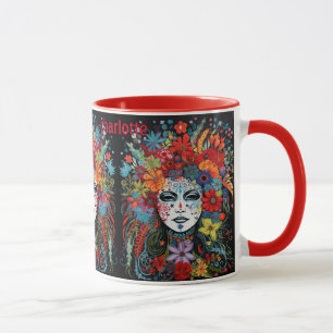 Mug Mardi Gras I Am Woman Ajouter Nom Flower Headdress