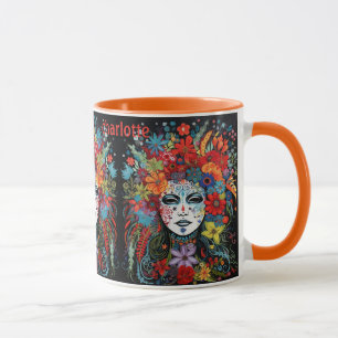 Mug Mardi Gras Masque Ajouter Nom Flower Headdress