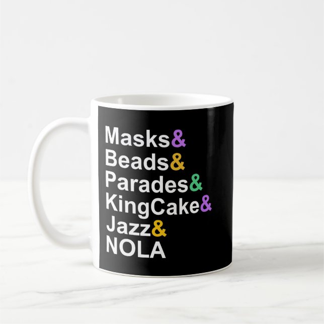 Mug mardi gras masques perles défilés kingcake jazz no (Gauche)