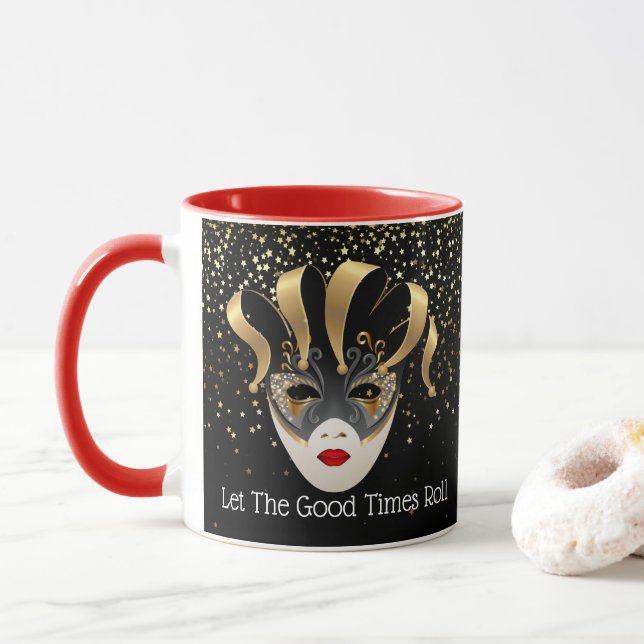 Mug Mardi Gras Mug-Let The Good Times Roll (Avec donut)