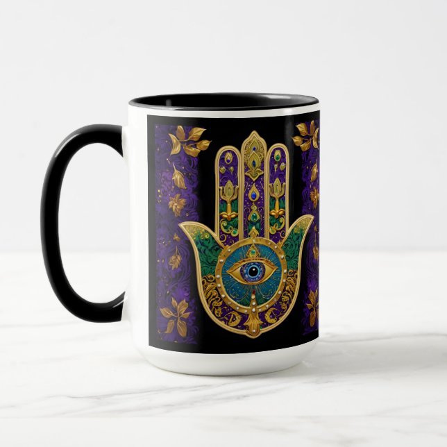 Mug Mardi Gras Or Violet Vert Hamsas Art (Gauche)