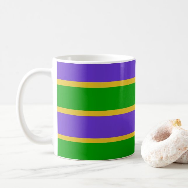 Mug Mardi Gras Stripes (Avec donut)