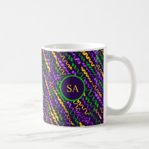 Mug Mardi Gras Vert Golden violet rubans