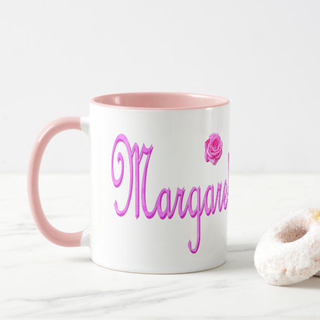 Mug Margaret Nom Logo rose, (Avec donut)