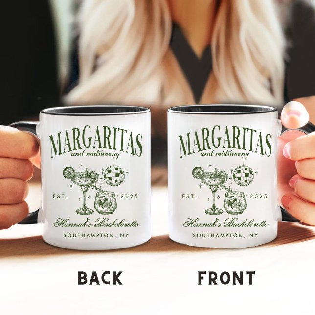 Mug Margueritas Rétro Modernes et Mariage Rayé Bach (Créateur téléchargé)