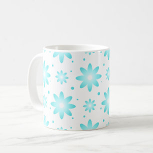 Mug Marguerite délicate blanche et turquoise, point mo