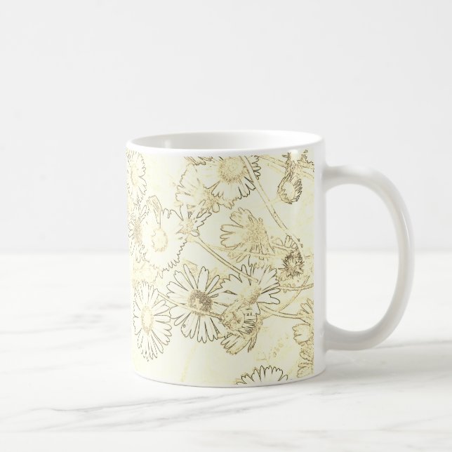 Mug Marguerite en pâte de café crème et blanche (Droite)