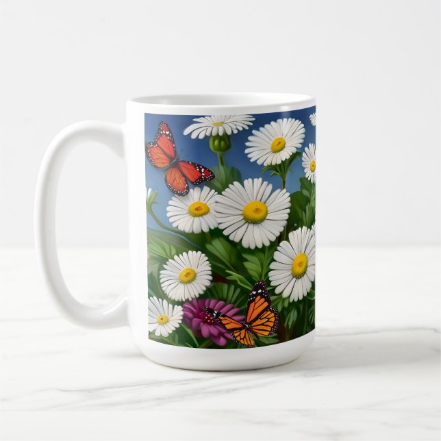 Mug Marguerite Et Papillons Artsy (Gauche)