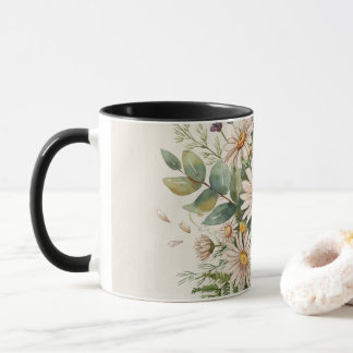 Mug Marguerite Fleur Sauvage Floral Aquarelle Botaniqu
