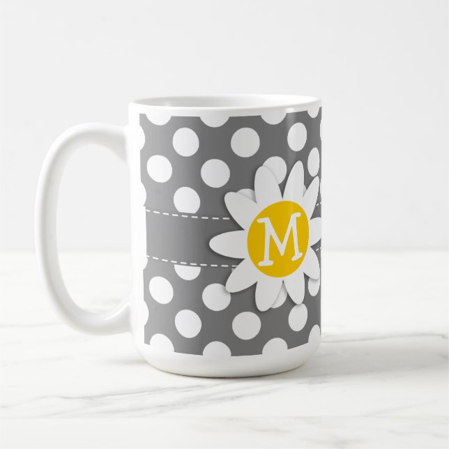 Mug Marguerite mignonne sur le pois gris-foncé (Gauche)