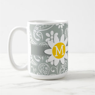 Mug Marguerite sur le gris de cendre ; Paisley gris