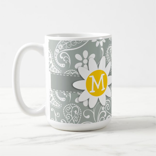 Mug Marguerite sur le gris de cendre ; Paisley gris (Gauche)