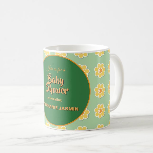 Mug Marguerites de printemps sur vert sauge pastel (Devant droit)