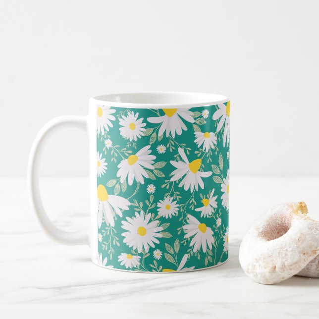 Mug Marguerites de printemps - Vert clair (Avec donut)