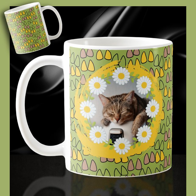 Mug Marguerites et oreilles de chat sur un chat de caf (Créateur téléchargé)