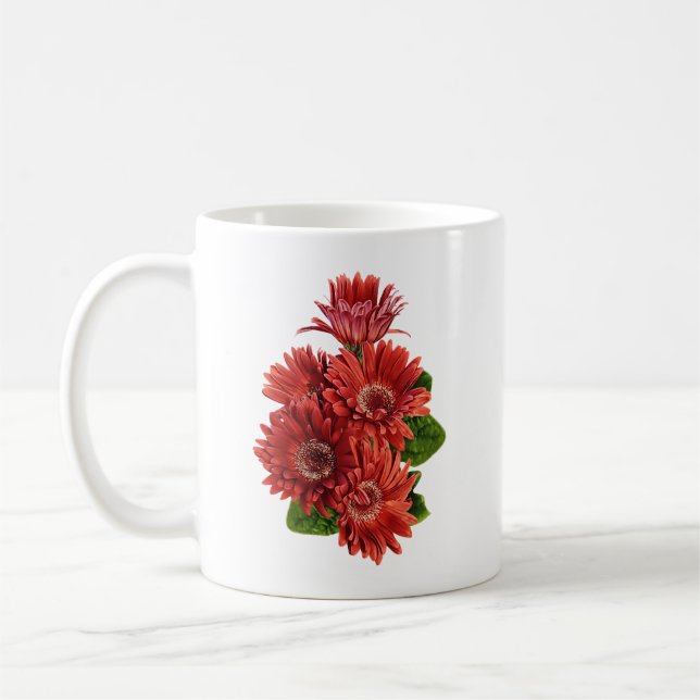 Mug Marguerites Gerbera Rouges (Gauche)
