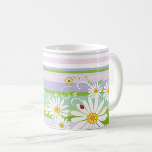 Mug Marguerites pastel et papillons – Prairie estivale