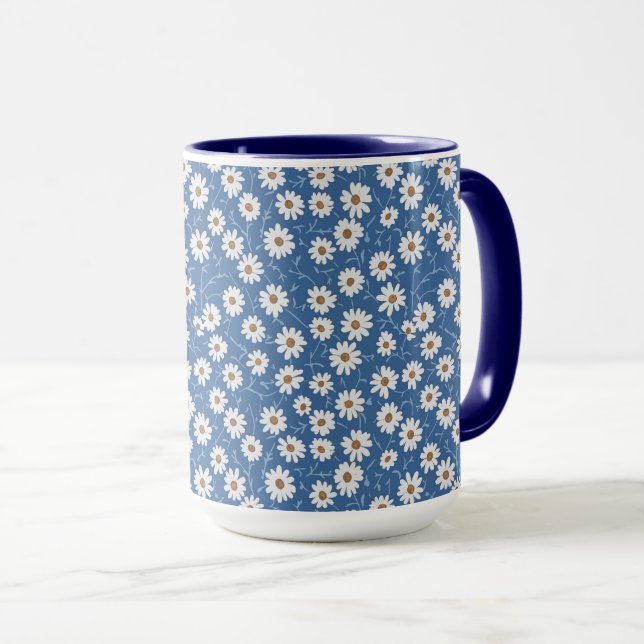 Mug Marguerites Rêve Indigo (Devant droit)