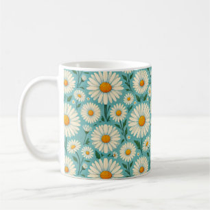 Mug Marguerites sur un fond bleu doux