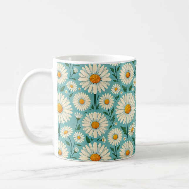 Mug Marguerites sur un fond bleu doux (Gauche)