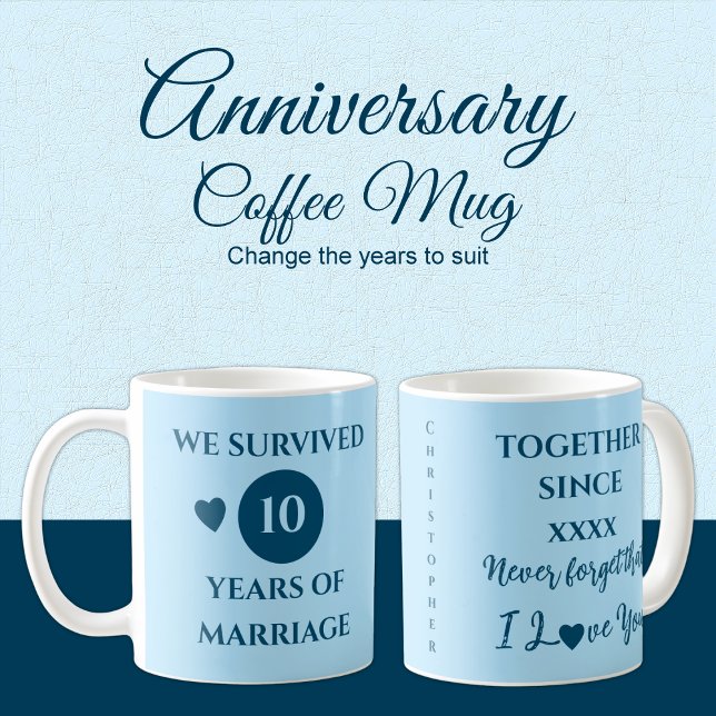Mug Mari 10 ans de mariage est année bleue (Créateur téléchargé)
