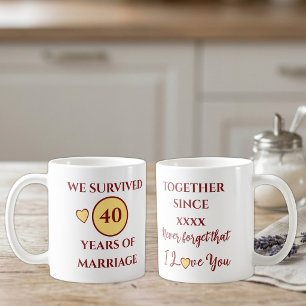 Mug Mari 40 ans de mariage année jaune rouge