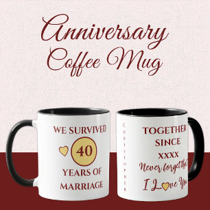 Mug Mari 40 ans de mariage est année jaune rouge