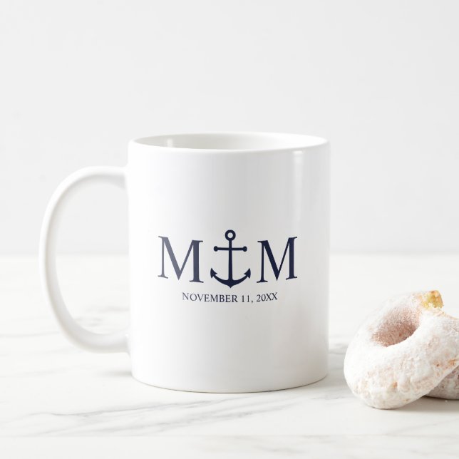 Mug Mariage Ancre bleu marine (Avec donut)